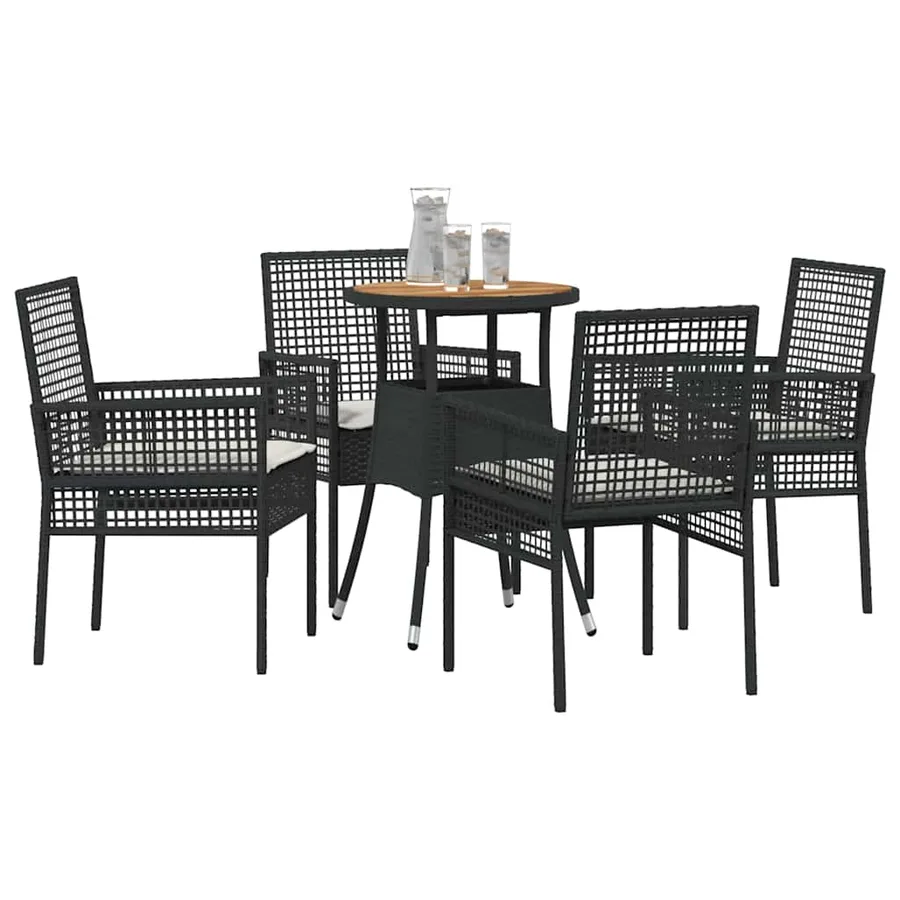 Ensemble de salle à manger pour jardin 5 pcs Noir polyrotin - 3