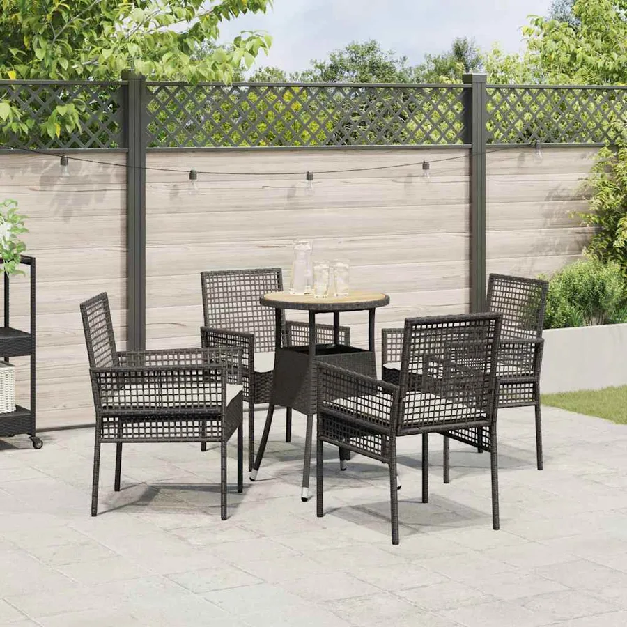 Ensemble de salle à manger pour jardin 5 pcs Noir polyrotin - 4
