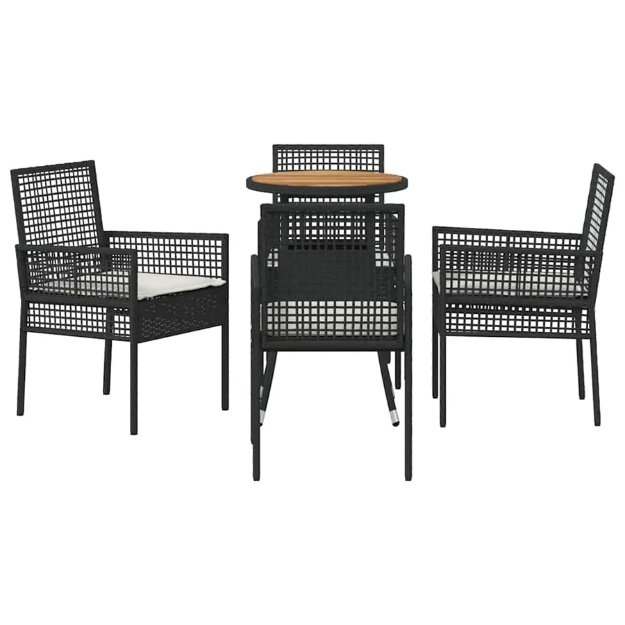 Ensemble de salle à manger pour jardin 5 pcs Noir polyrotin - 7