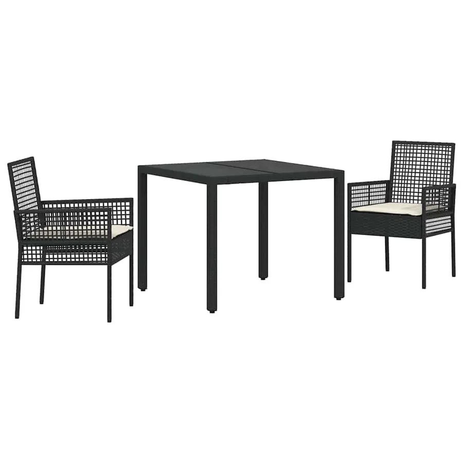 Ensemble de salle à manger pour jardin 3 pcs Noir polyrotin - 2
