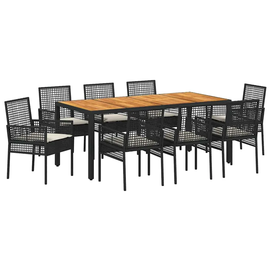 Ensemble de salle à manger pour jardin 9 pcs Noir polyrotin - 2
