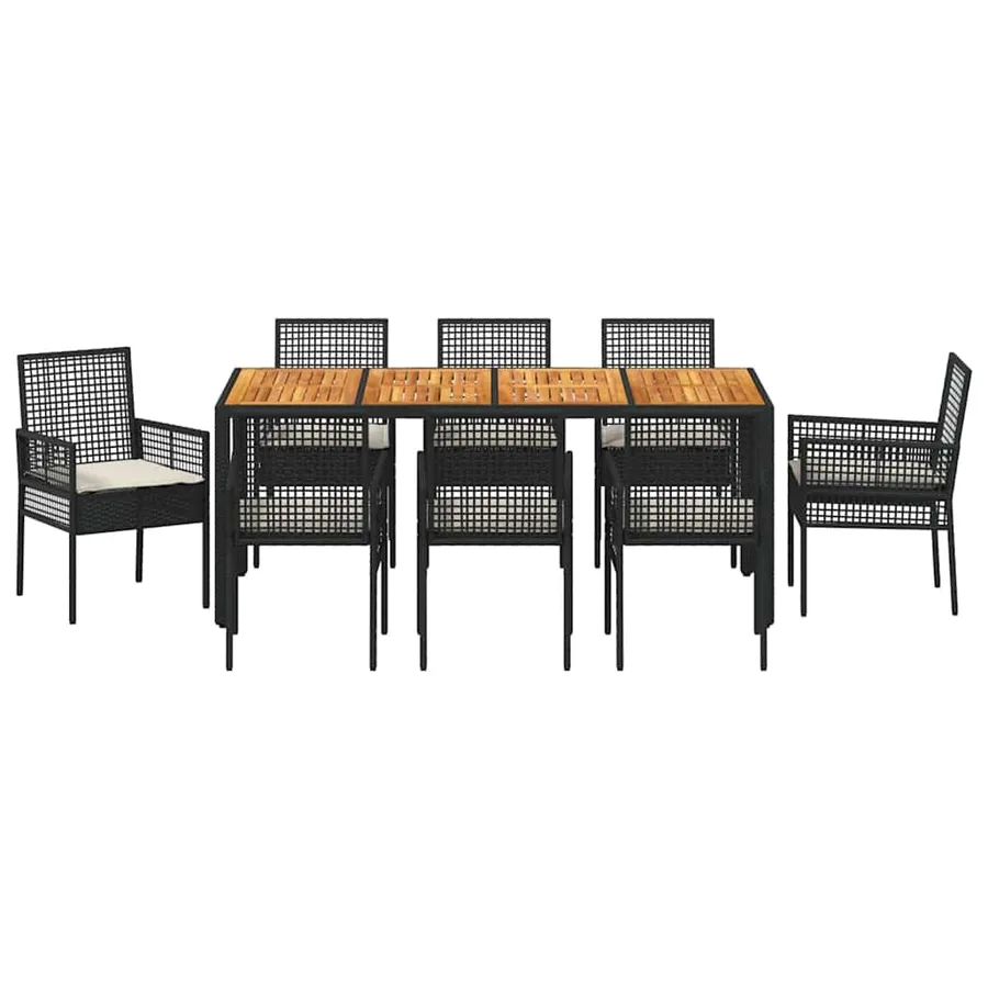 Ensemble de salle à manger pour jardin 9 pcs Noir polyrotin - 7