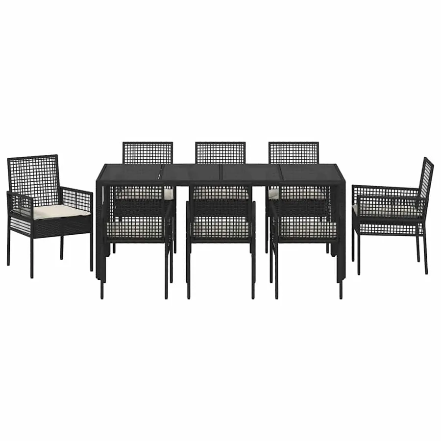 Ensemble de salle à manger pour jardin 9 pcs Noir polyrotin - 7