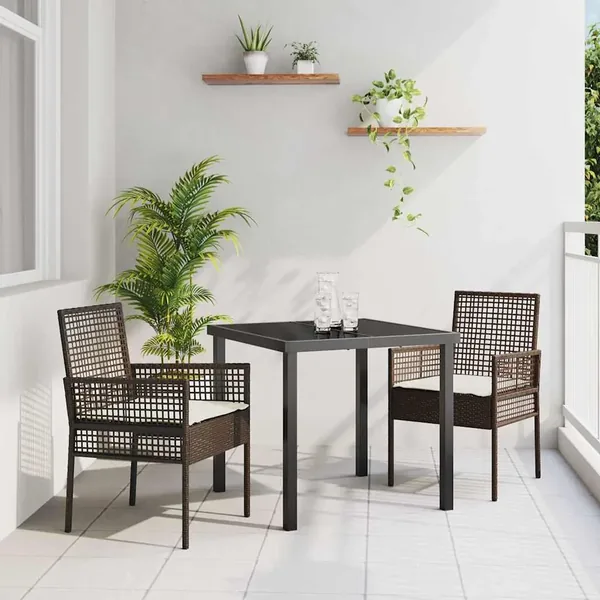 Chaise de jardin 2 pcs Marron 55 x 53 x 85 cm polyrotin