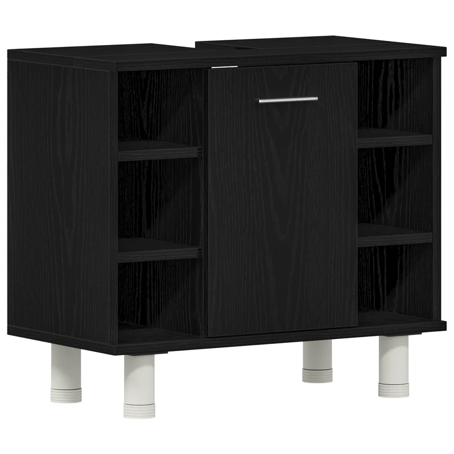 Cabinet de salle de bain avec porte Chêne noir 60 x 32 x 54 cm - 2