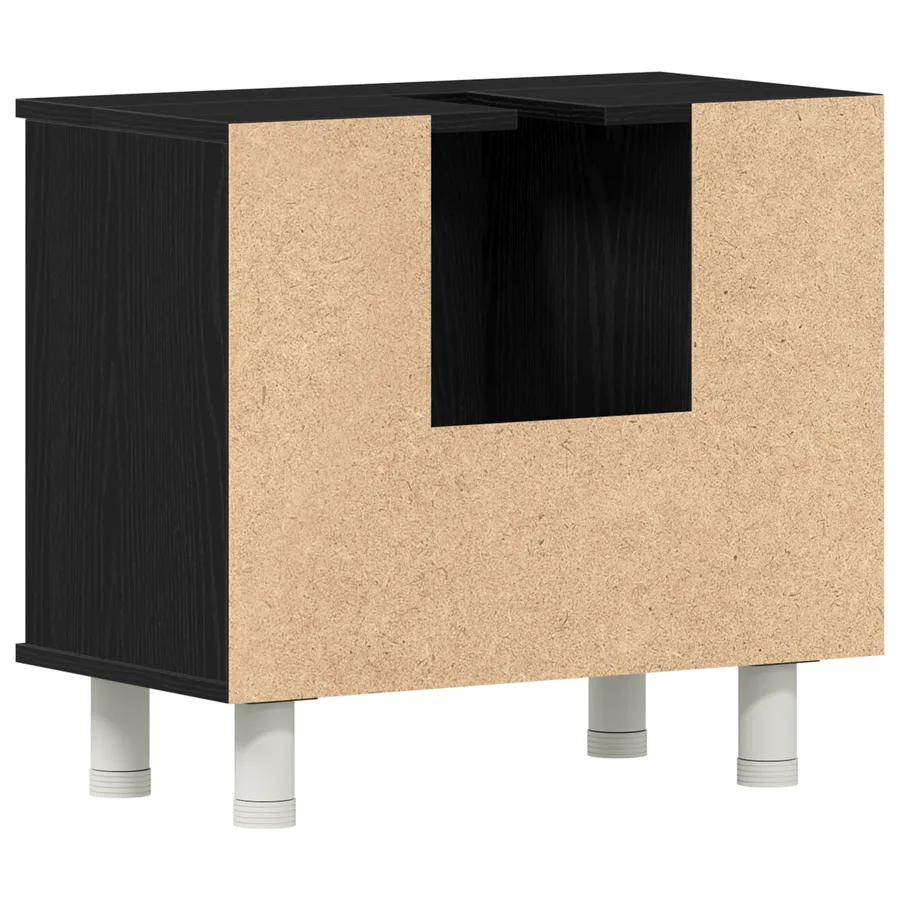Cabinet de salle de bain avec porte Chêne noir 60 x 32 x 54 cm - 6