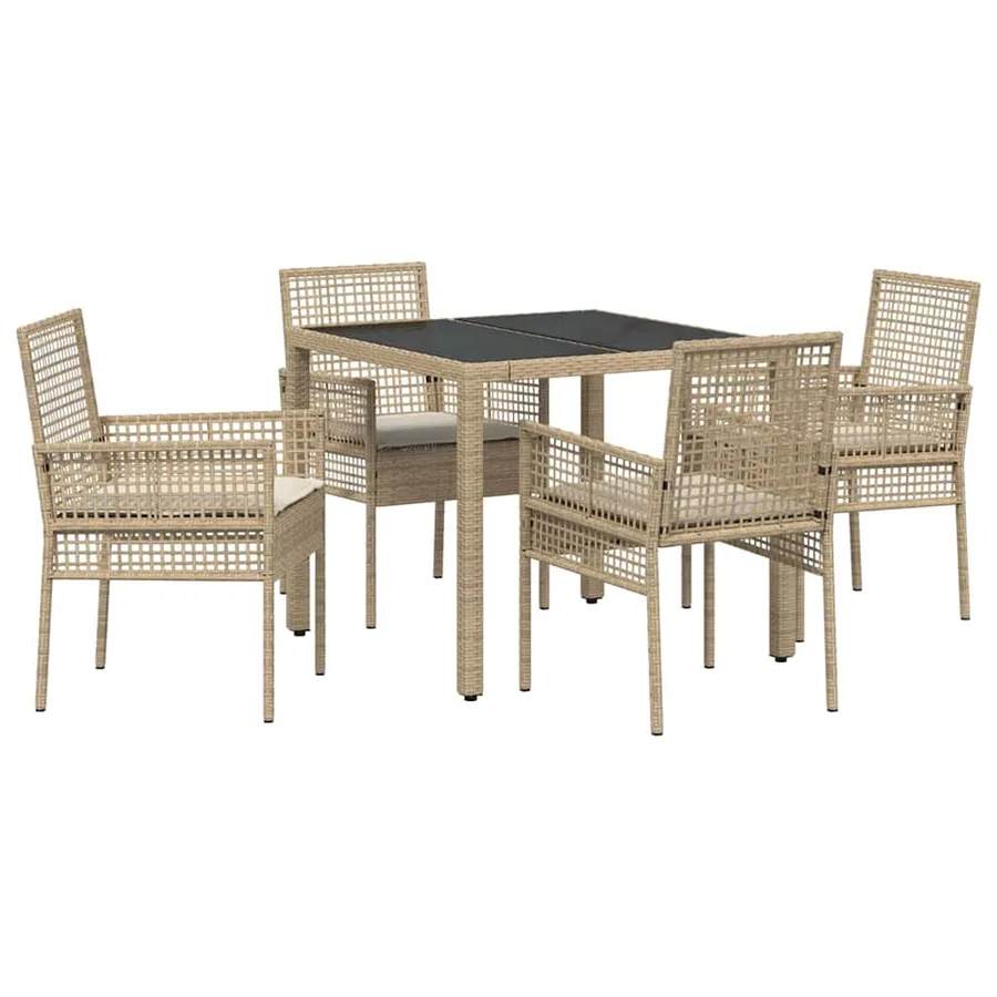 Ensemble de salle à manger pour jardin 5 pcs Beige polyrotin - 2