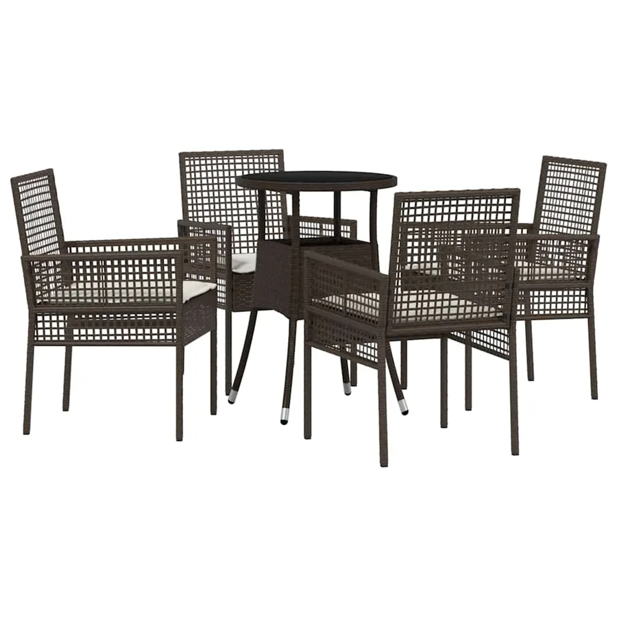 Ensemble de salle à manger pour jardin 5 pcs Marron polyrotin - 2