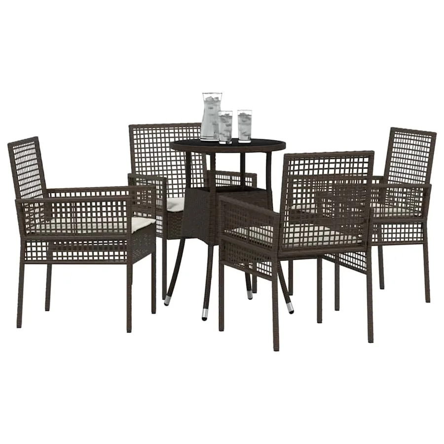 Ensemble de salle à manger pour jardin 5 pcs Marron polyrotin - 3