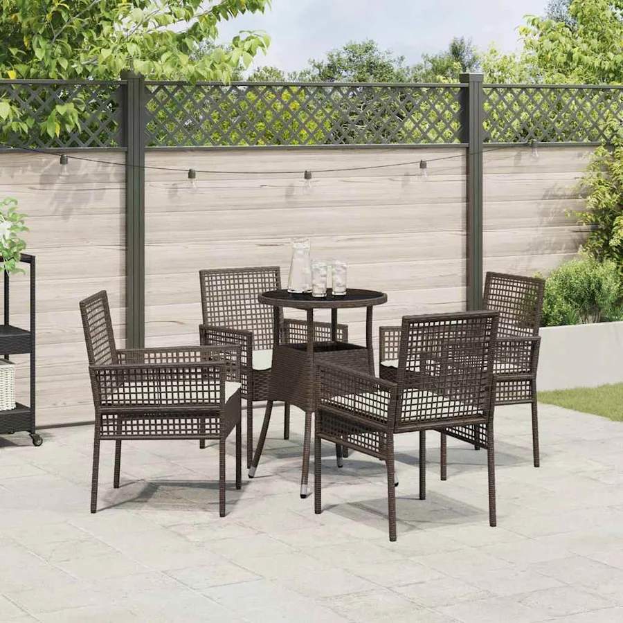Ensemble de salle à manger pour jardin 5 pcs Marron polyrotin - 4