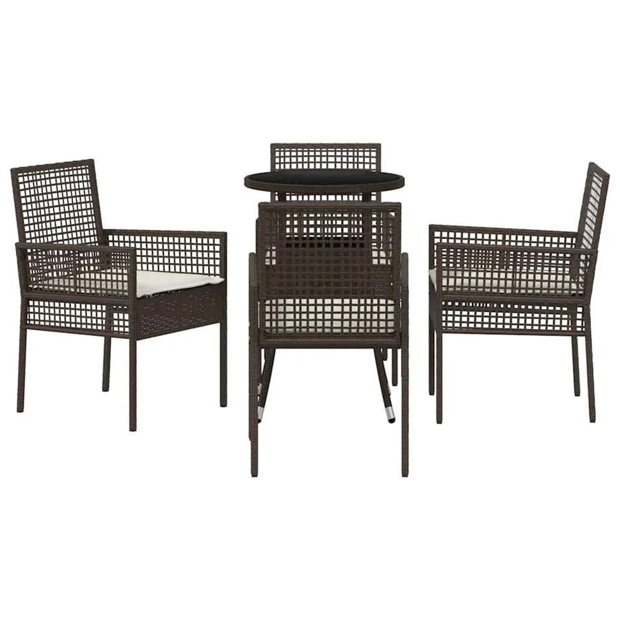 Ensemble de salle à manger pour jardin 5 pcs Marron polyrotin - 7