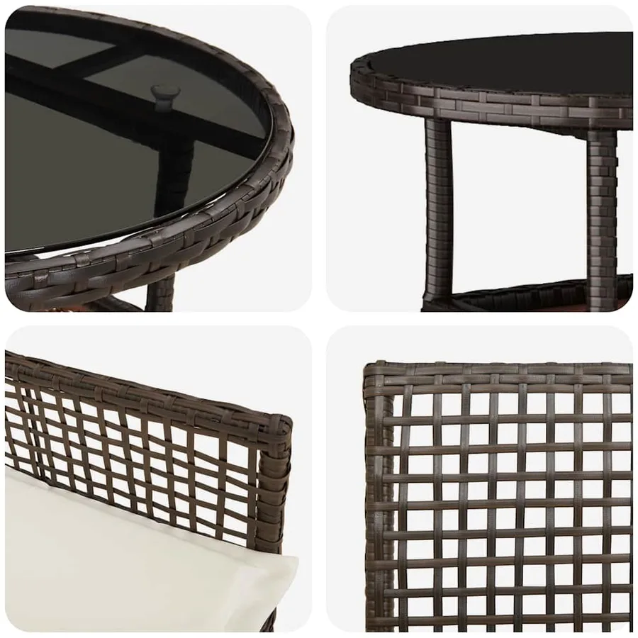 Ensemble de salle à manger pour jardin 5 pcs Marron polyrotin - 9