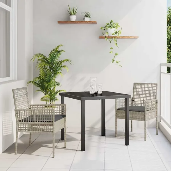 Chaise de jardin 2 pcs Gris clair 55 x 53 x 85 cm polyrotin