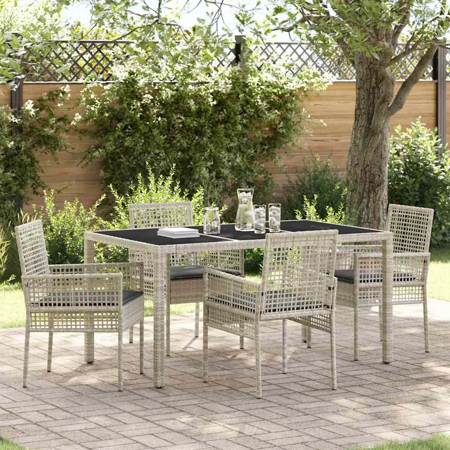 Ensemble de salle à manger pour jardin 5 pcs Gris clair