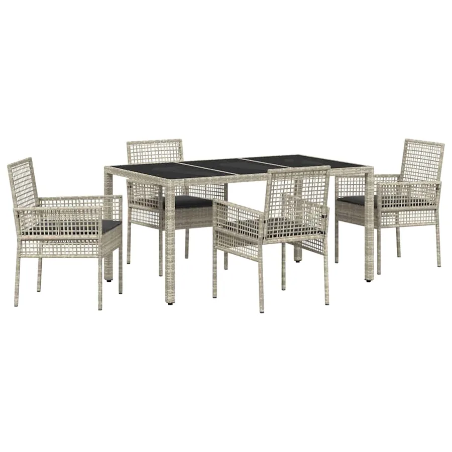 Ensemble de salle à manger pour jardin 5 pcs Gris clair - 2