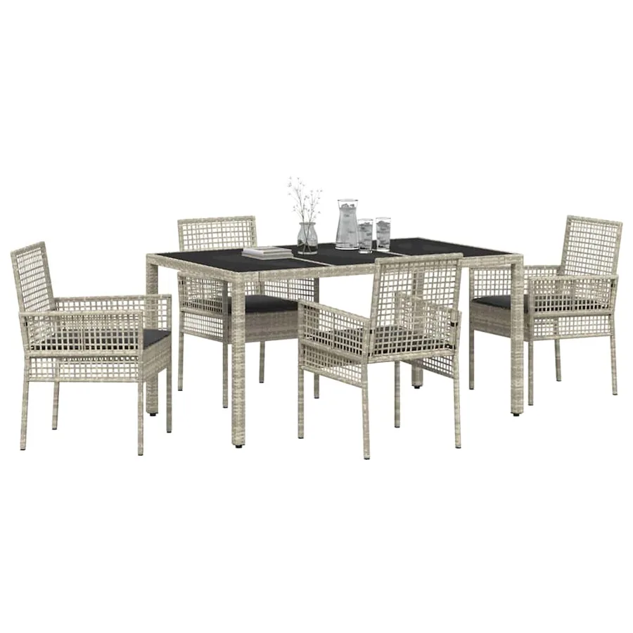 Ensemble de salle à manger pour jardin 5 pcs Gris clair - 3