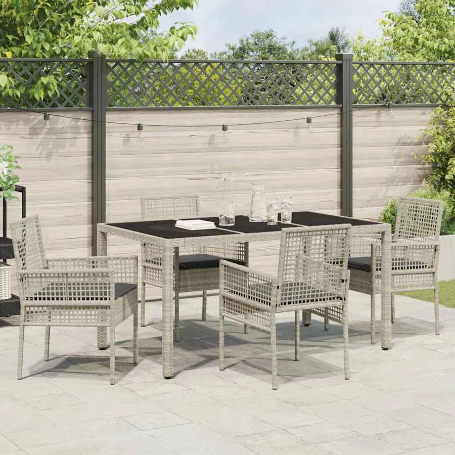 Ensemble de salle à manger pour jardin 5 pcs Gris clair - 4