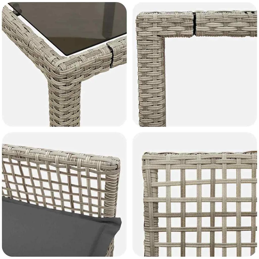 Ensemble de salle à manger pour jardin 5 pcs Gris clair - 9