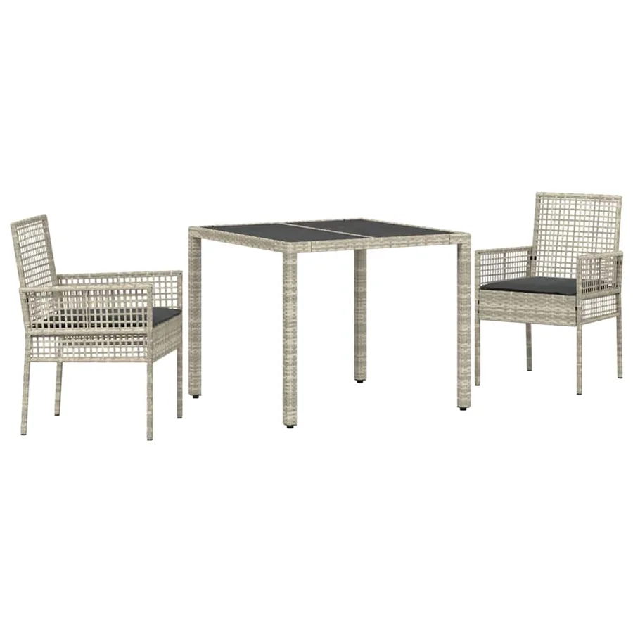 Ensemble de salle à manger pour jardin 3 pcs Gris clair - 2
