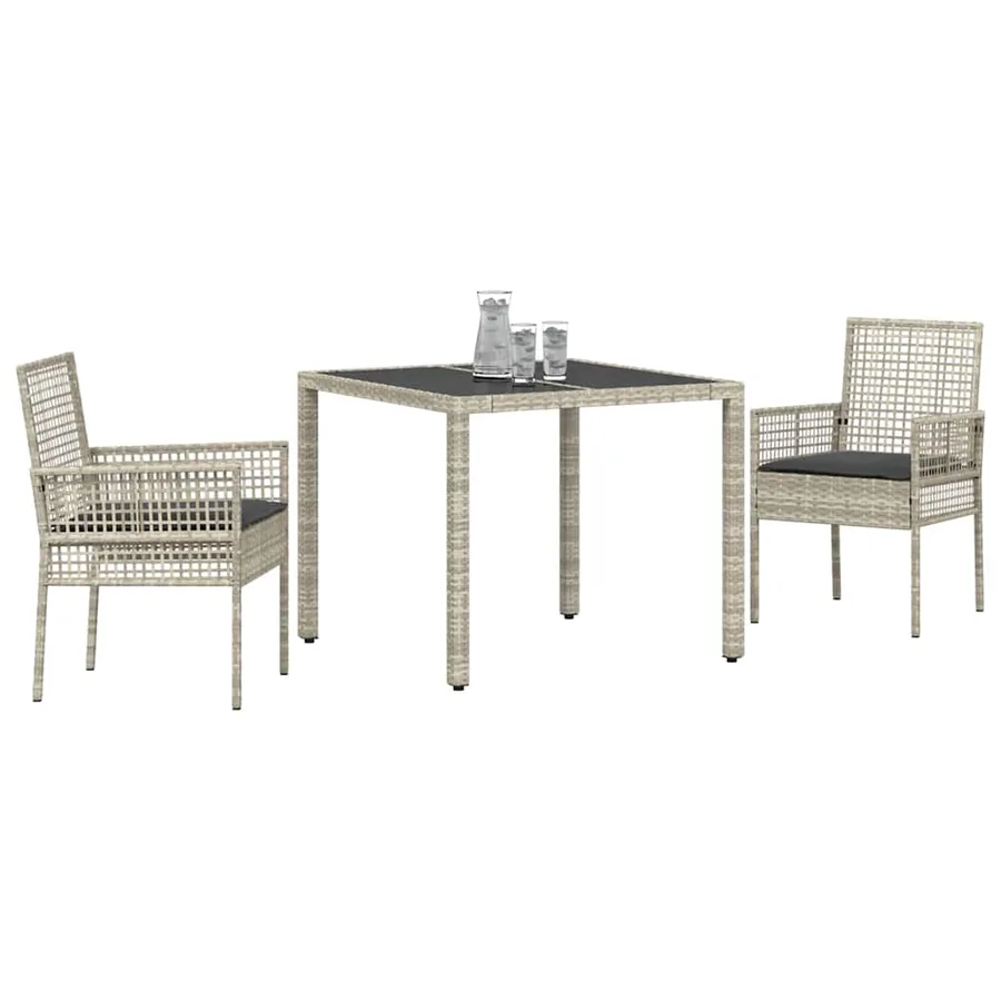 Ensemble de salle à manger pour jardin 3 pcs Gris clair - 3