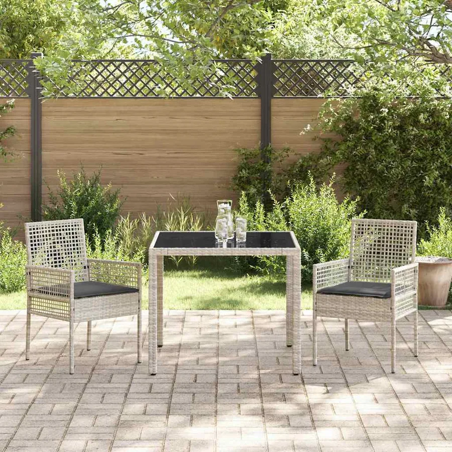 Ensemble de salle à manger pour jardin 3 pcs Gris clair - 4