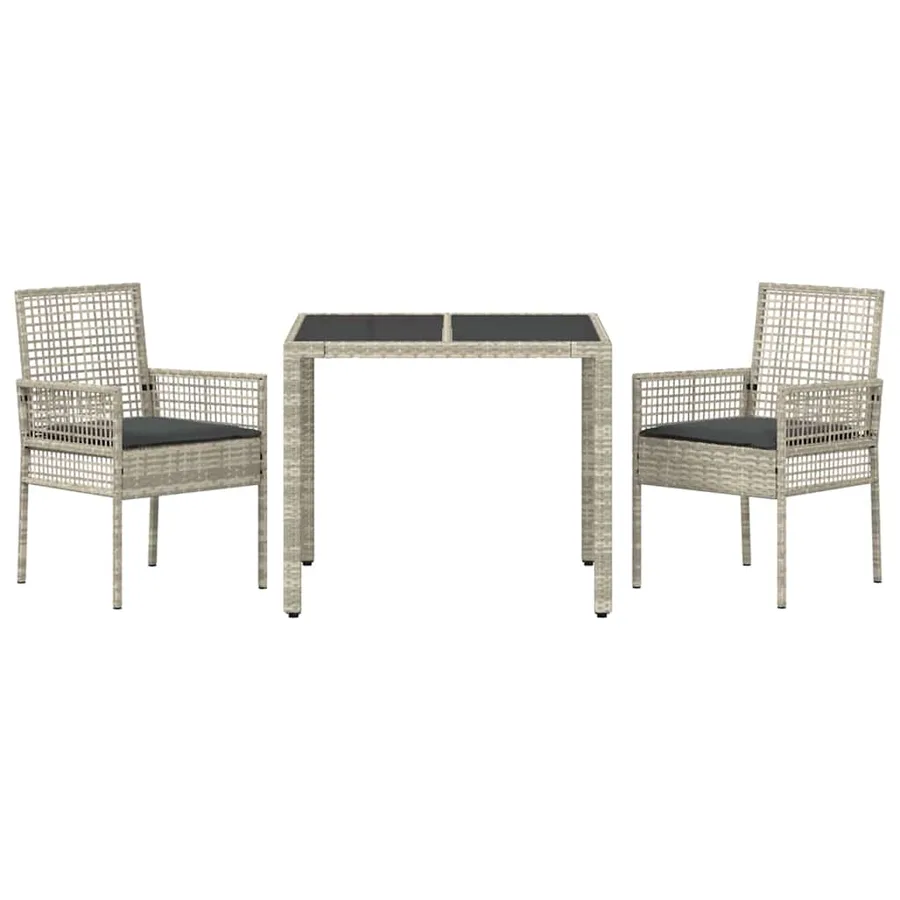 Ensemble de salle à manger pour jardin 3 pcs Gris clair - 7