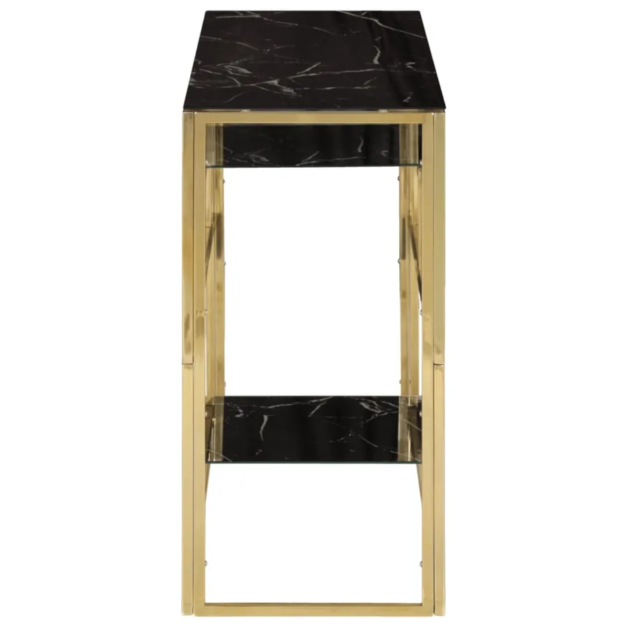 Table console doré acier inoxydable et verre trempé - 4
