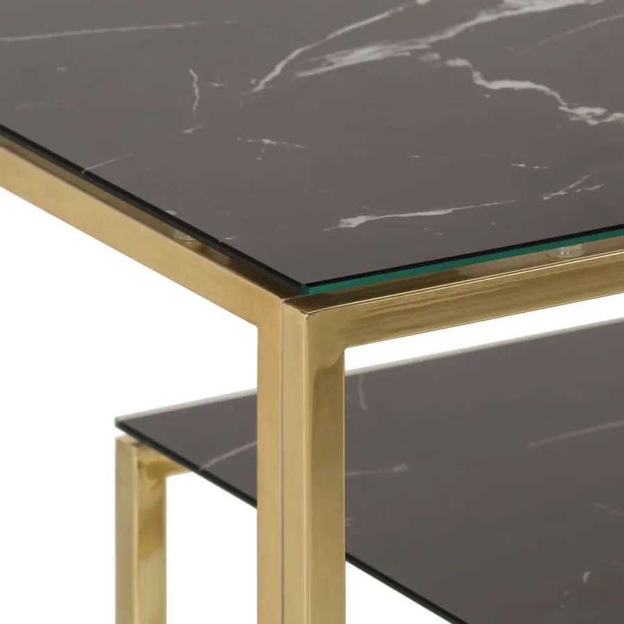 Table console doré acier inoxydable et verre trempé - 5