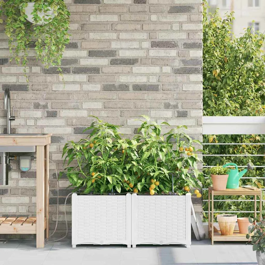 Cache-pot de jardin 2 pc Blanc 80 x 40 x 37,5 cm PP