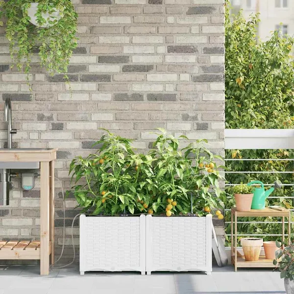 Cache-pot de jardin 2 pc Blanc 80 x 40 x 37,5 cm PP