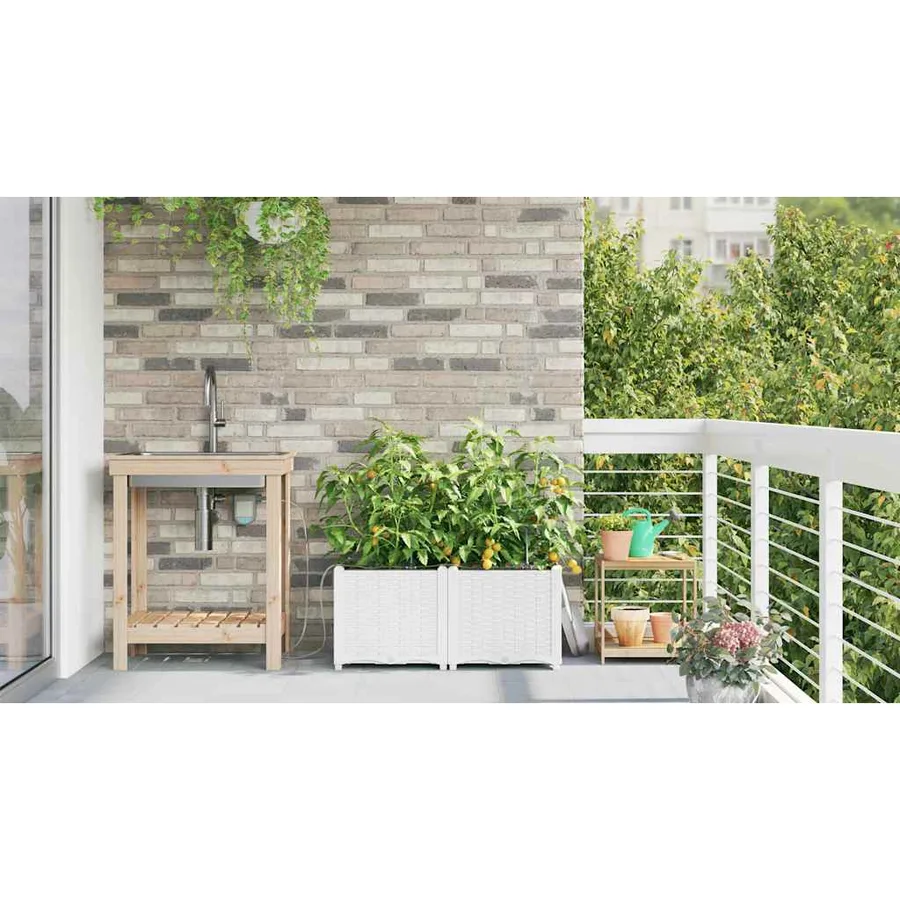 Cache-pot de jardin 2 pc Blanc 80 x 40 x 37,5 cm PP - 4