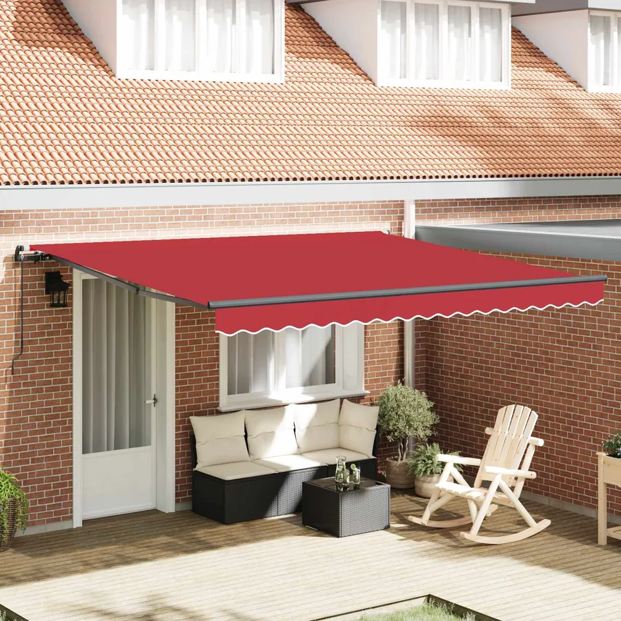 Auvent rétractable Rouge 400 × 300 cm Polyester et Aluminium