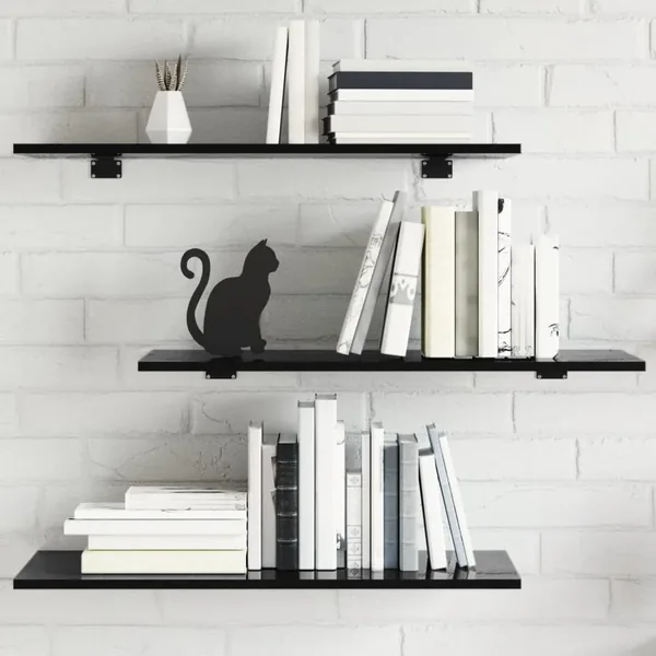 Panneaux bibliothèque 8 pcs Noir brillant 80x30x1,5cm Aggloméré