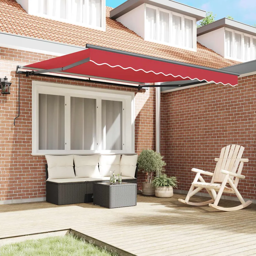 Auvent rétractable Rouge 350 x 250 cm Polyester et Aluminium - 3