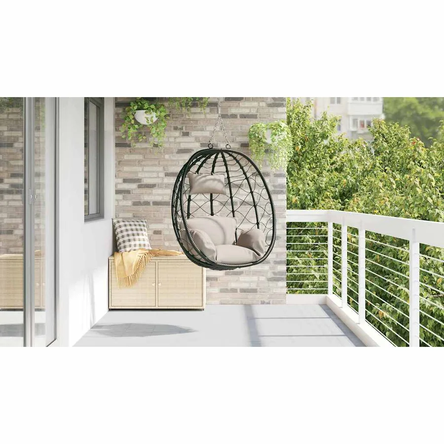 Chaise suspendue Taupe 91,5 x 54,5 x 107 cm polyrotin - 4