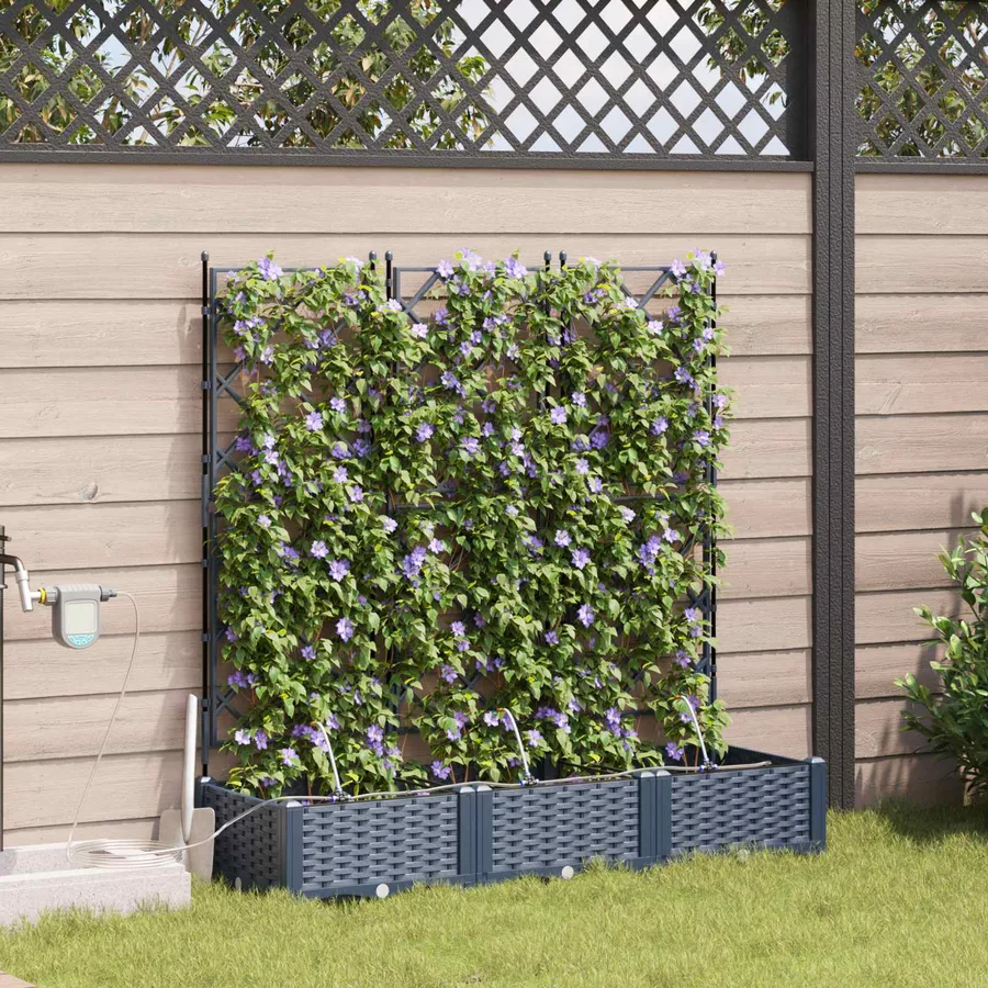 Cache-pot de jardin 3 pc Gris 120 x 40 x 126 cm PP - 3