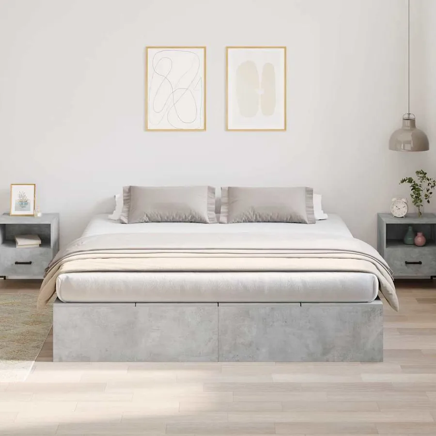 Cadre de lit avec rangement Gris béton 200 x 200 cm - 4