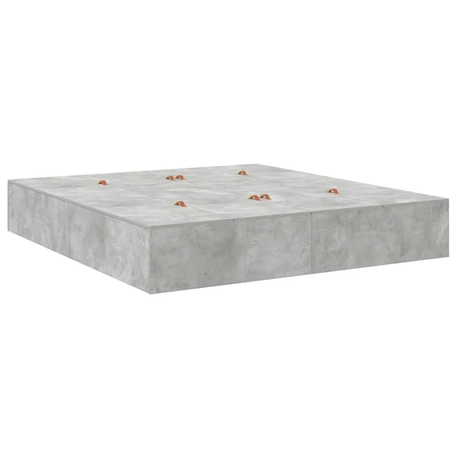 Cadre de lit avec rangement Gris béton 200 x 200 cm - 5