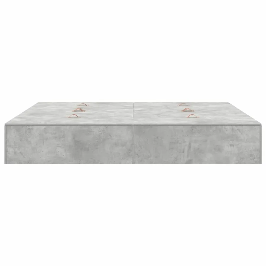 Cadre de lit avec rangement Gris béton 200 x 200 cm - 7