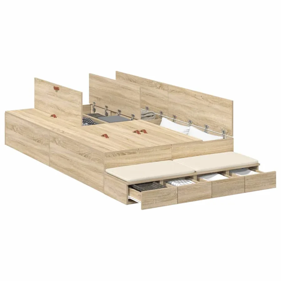 Cadre de lit avec rangement avec tiroir Chêne Sonoma 120 cm - 3