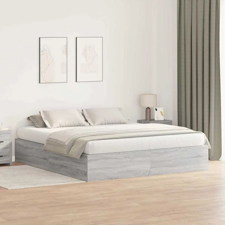 Cadre de lit avec rangement Gris Sonoma 200 x 200 cm