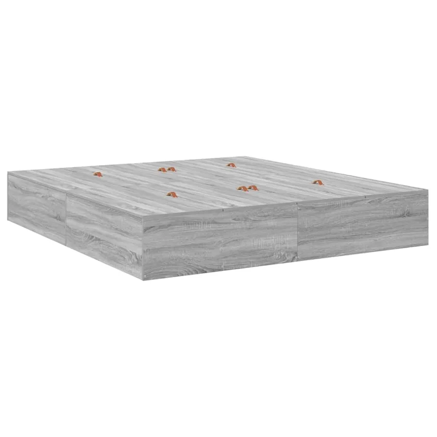 Cadre de lit avec rangement Gris Sonoma 200 x 200 cm - 5