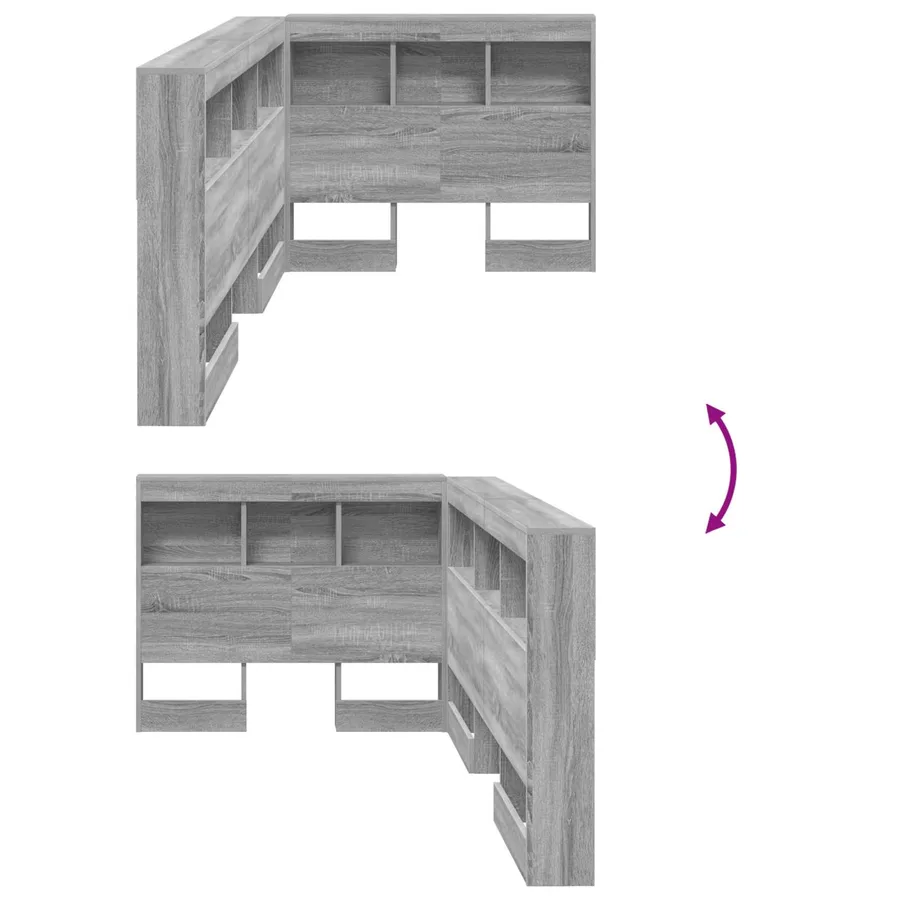 Tête de lit de rangement Gris Sonoma 100 cm Bois d'ingénierie - 10