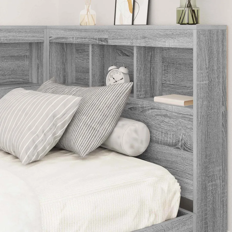Tête de lit de rangement Gris Sonoma 100 cm Bois d'ingénierie - 4