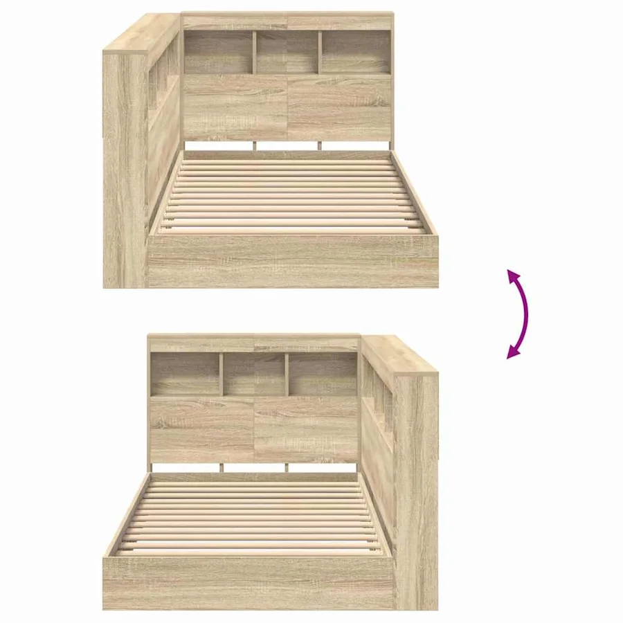 Lit Bibliothèque Chêne sonoma 100 x 200 cm Bois d'ingénierie - 11