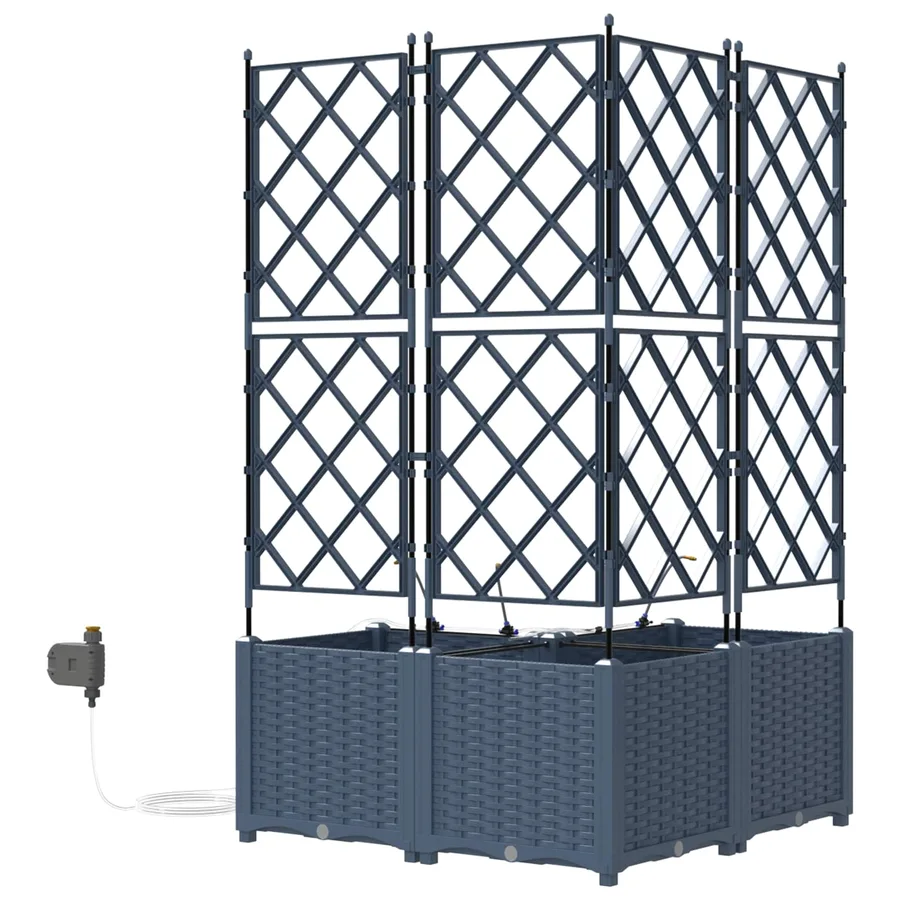 Cache-pot de jardin 3 pc Gris 80 x 80 x 142 cm PP - 5