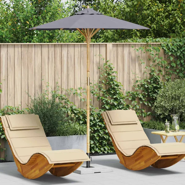 Parasol de jardin Gris foncé Ø 180 x 230 cm Bambou