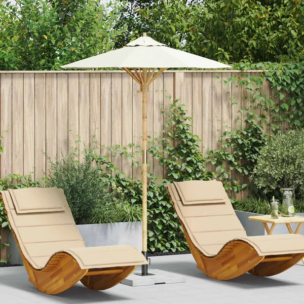 Parasol de jardin Blanc crème Ø 150 x 210 cm Bambou