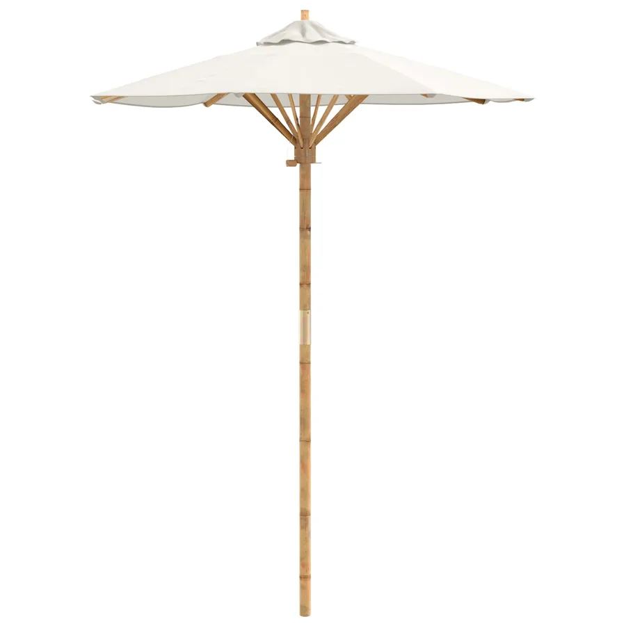 Parasol de jardin Blanc crème Ø 150 x 210 cm Bambou - 2