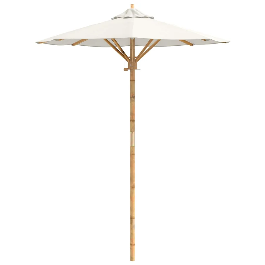 Parasol de jardin Blanc crème Ø 150 x 210 cm Bambou - 4
